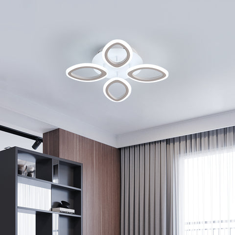 Moderna plafoniera a LED dimmerabile da 40 W, lampada da soffitto a forma di fiore, lampadario a petalo in metallo acrilico con telecomando, adatta per camere da letto, scale, corridoi, balconi, corridoi (4 luci) 