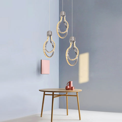 Lampadario moderno, plafoniera a LED in cristallo da 21 W e 3000 K, lampada a sospensione in alluminio per camera da letto, cucina, sala da pranzo, bancone bar, corridoio, sala espositiva, altezza regolabile.