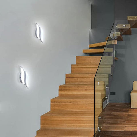 Applique da parete a LED per interni, moderna lampada da parete 20W 2300LM, lampada da parete in acrilico per soggiorno, camera da letto, scale, luce bianca fredda 6500K, colore bianco