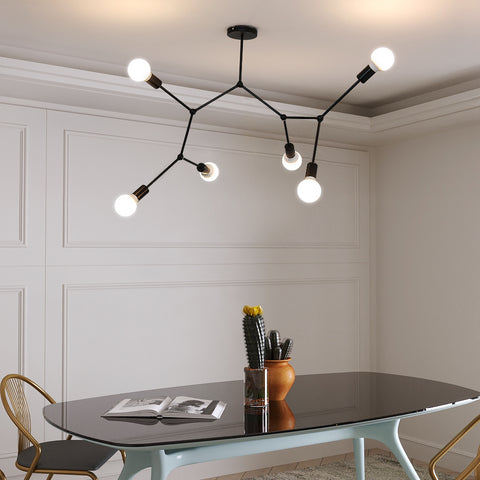 Plafoniera E27, lampadari a più teste, illuminazione moderna nera per soggiorno, camera da letto