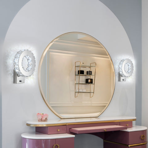 Applique da parete a LED per interni, lampada da parete in cristallo, luce bianca fredda 9W 6000K, design moderno, lampada da parete decorativa per soggiorno, camera da letto, corridoio, bagno, 24x20x10CM
