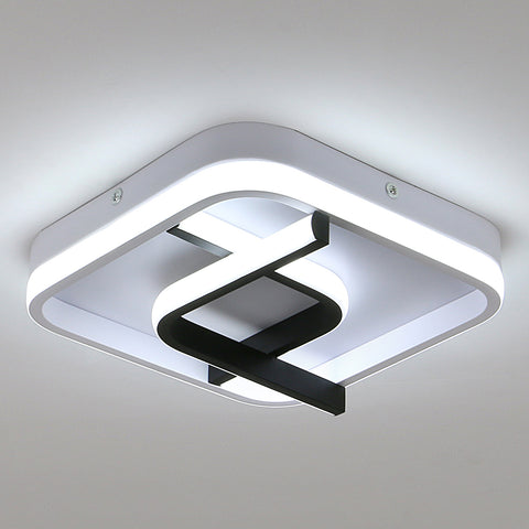 Plafoniera moderna quadrata, plafoniera a led con geometria in bianco e nero da 24 cm, plafoniera a led in acrilico a luce bianca fredda 23W 6000K, per balcone corridoio camera da letto soggiorno