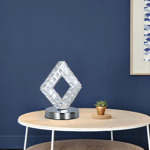 Lampada da tavolo moderna in cristallo, lampada in cristallo LED, luce bianca 6000K.