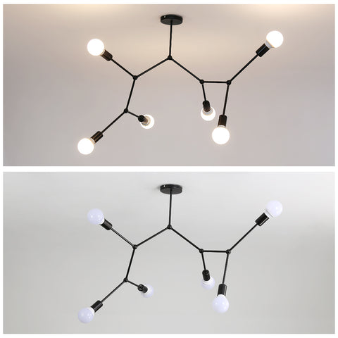 Plafoniera E27, lampadari a più teste, illuminazione moderna nera per soggiorno, camera da letto