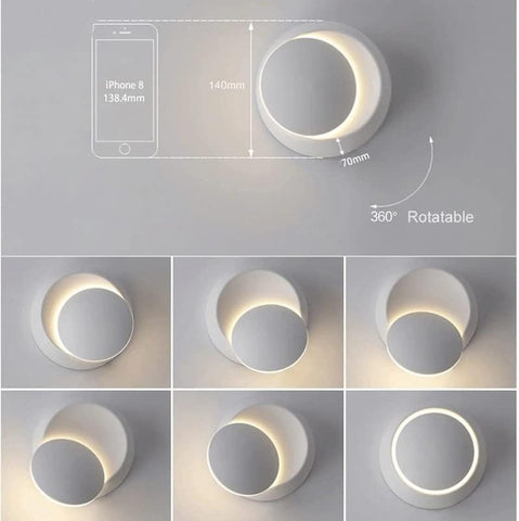 Lampada da parete moderna a LED 2 Lampada da parete rotonda Bianco caldo 3000K Per camera da letto, soggiorno, corridoio, ingresso Bianco