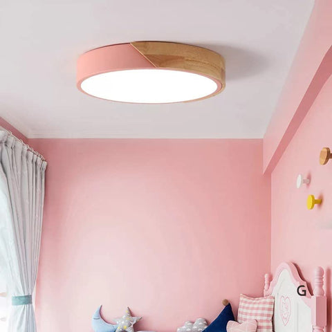 Plafoniera a LED, plafoniera moderna rotonda in legno 24W Bianco freddo 6000K Ø30*5CM Camera da letto, cucina, soggiorno, balcone e corridoio