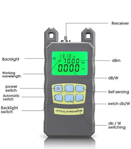 Localizzatore visivo di guasti con penna a fibra ottica da 30 mW + Tester per fibra ottica con fotometro a fibra ottica da -70 dBm a + 10 dBm