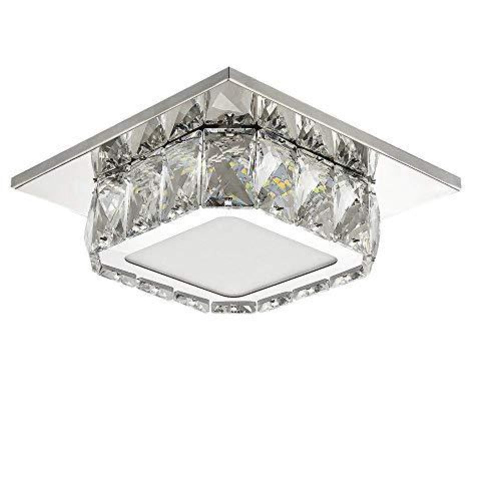 Plafoniera a LED in cristallo, lampada da soffitto in cristallo, lampadario in cristallo da 12 W per corridoio, camera da letto, cucina, cameretta dei bambini 6000K (bianco freddo) (cappotto singolo)