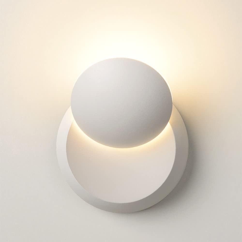 Lampada da parete moderna a LED 2 Lampada da parete rotonda Bianco caldo 3000K Per camera da letto, soggiorno, corridoio, ingresso Bianco