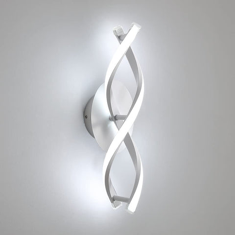Lampada da parete per interni, lampada da parete moderna a LED 16W 1800LM, bianco freddo 6500k, luci da parete dal design curvo per la camera da letto, la scala, il soggiorno