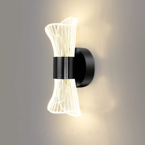 Lampada da parete a LED per interni dimmerabile, lampada da parete moderna a LED da 12 W Design creativo, lampada da parete con illuminazione in acrilico per soggiorno, corridoio, camera da letto, scale, nero