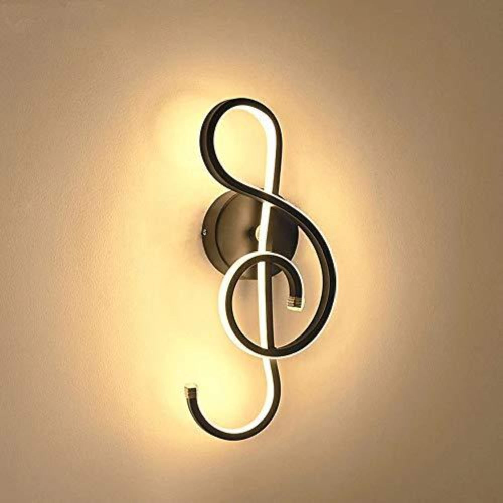 Lampada da Parete Moderna a LED Lampada da Parete per Interni Creativa, Forma di Nota Musicale, Striscia LED da 22W Decorazione Artistica in Alluminio Minimalista per Camera da Letto, Scale, Soggiorno, Bar, 3000K Nero