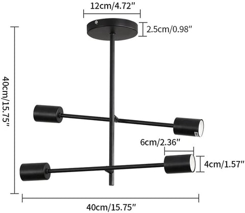 Lampadario Nordic Sputnik, plafoniera a ramo, plafoniera per interni a semi-incasso a 4 luci per soggiorno nera