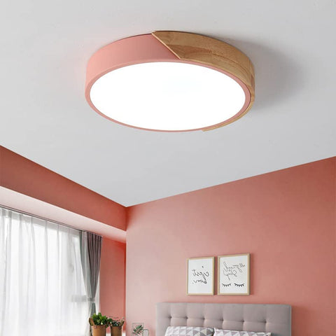 Plafoniera a LED, plafoniera moderna rotonda in legno 24W Bianco freddo 6000K Ø30*5CM Camera da letto, cucina, soggiorno, balcone e corridoio