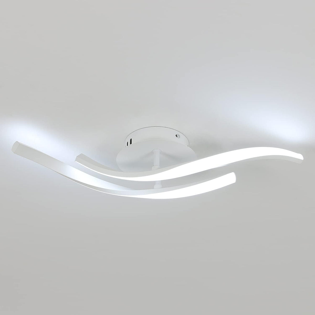 Plafoniera a LED dal design moderno bianco freddo 6000K lampada da soffitto a forma di onda per soggiorno camera da letto sala da pranzo ufficio bianco 