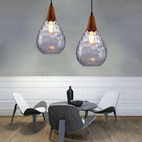 Lampadari moderni a sospensione, lampadario retrò regolabile in altezza E27, forma a goccia, paralume in vetro, plafoniera