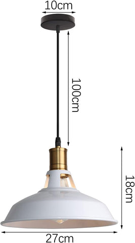 Lampadario vintage in metallo con base E27 per soggiorno, camera da letto, sala da pranzo, ufficio, bar, caffetteria, bianco 