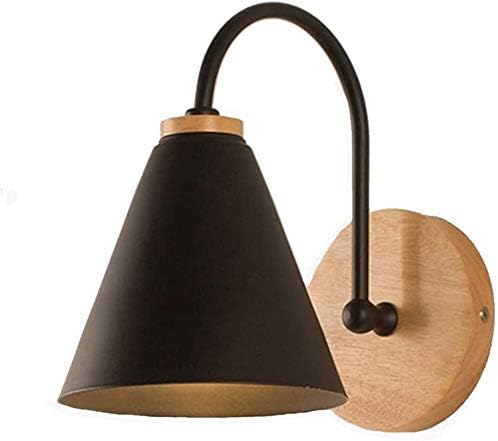 Lampada da comodino scandinava in legno con lampadina E27 da 5 W bianco caldo 3000 K per camera da letto, soggiorno, corridoio, ingresso Nero