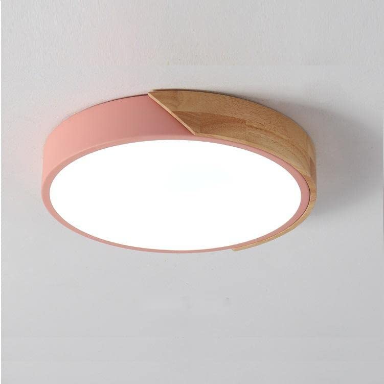 Plafoniera a LED, plafoniera moderna rotonda in legno 24W Bianco freddo 6000K Ø30*5CM Camera da letto, cucina, soggiorno, balcone e corridoio