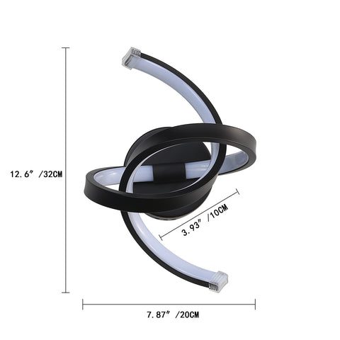 Applique da parete per interni, lampade da parete a LED da 19 W dal design curvo, moderna lampada da parete in acrilico per camera da letto, soggiorno, hotel, scale, corridoio, colore nero, luce bianca fredda