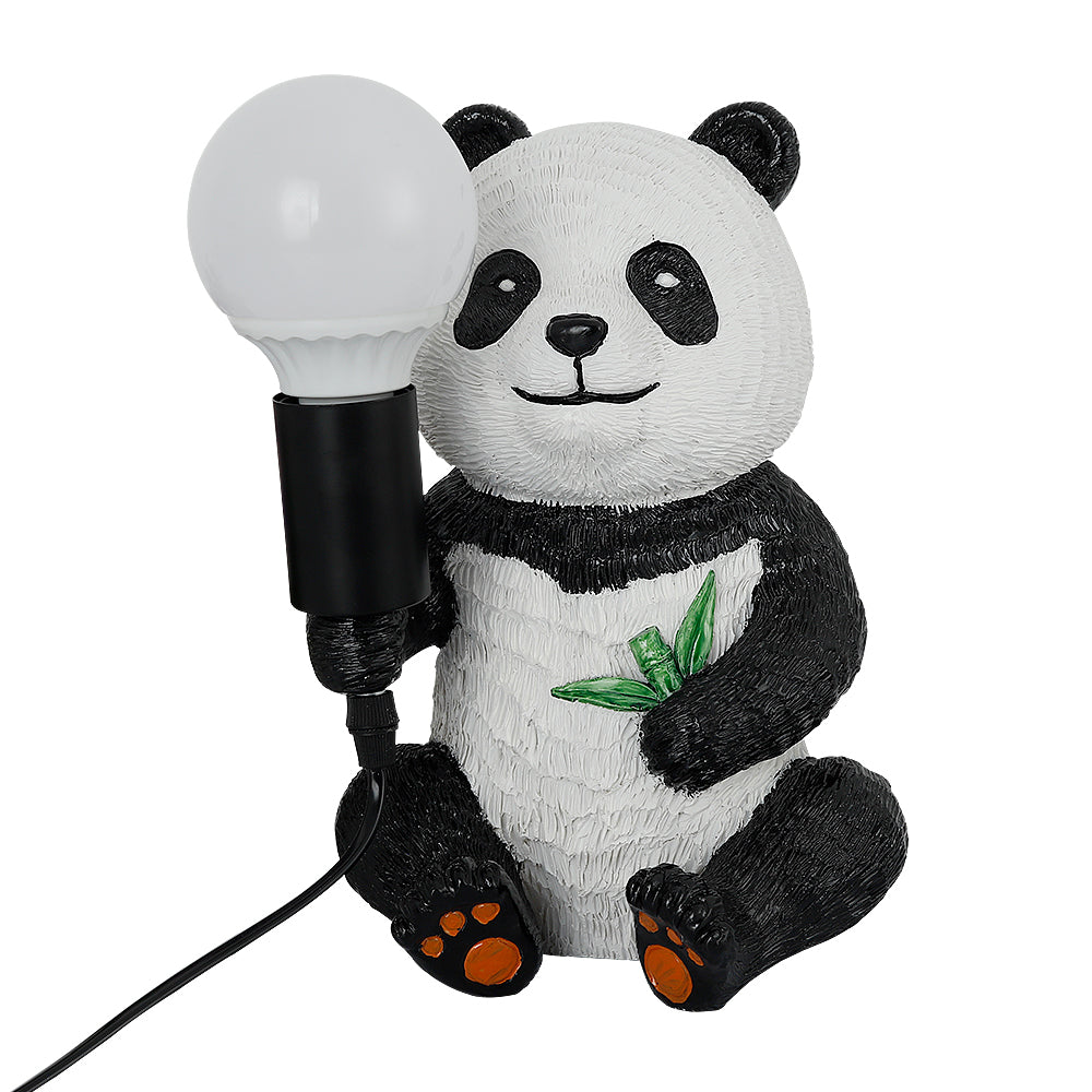 Lampade da tavolo in resina dal design panda, luce notturna creativa moderna con cavo di collegamento, lampada da scrivania a LED con animali, lampada da comodino per la casa