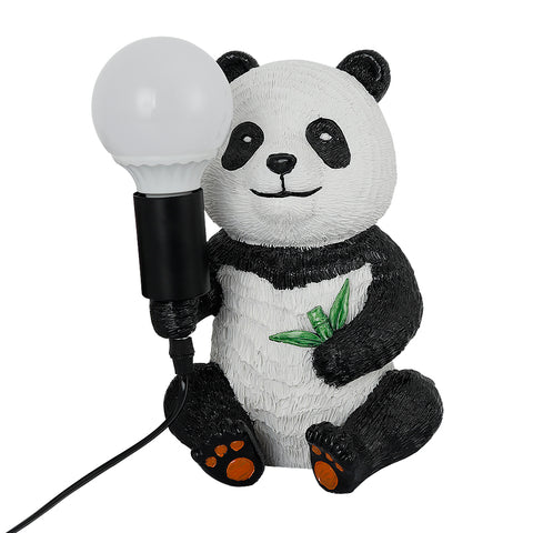 Lampade da tavolo in resina dal design panda, luce notturna creativa moderna con cavo di collegamento, lampada da scrivania a LED con animali, lampada da comodino per la casa
