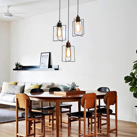 E27 Lampadario industriale Lampada a sospensione Soffitto vintage 3 luci Lampada a sospensione in gabbia di metallo Stile retrò decorativo per cucina Camera da letto Sala da pranzo
