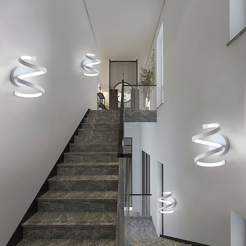 Applique a LED a spirale, moderna lampada da parete da 18 W, bianco freddo 6500 K, per camera da letto, ufficio, corridoio