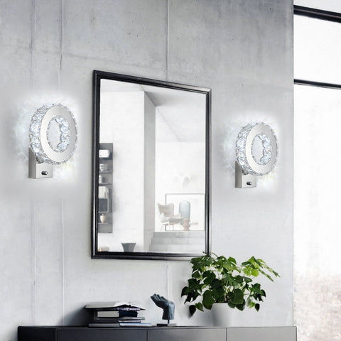 Applique da parete a LED per interni, lampada da parete in cristallo, luce bianca fredda 9W 6000K, design moderno, lampada da parete decorativa per soggiorno, camera da letto, corridoio, bagno, 24x20x10CM
