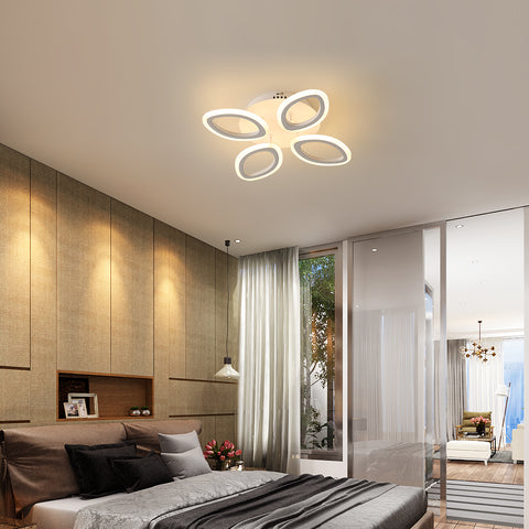 Moderna plafoniera a LED dimmerabile da 40 W, lampada da soffitto a forma di fiore, lampadario a petalo in metallo acrilico con telecomando, adatta per camere da letto, scale, corridoi, balconi, corridoi (4 luci) 