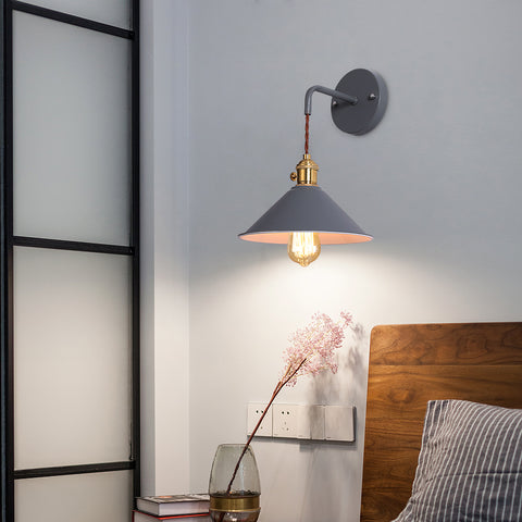 Lampada da parete dimmerabile plug-in per camera da letto in stile nordico Candela macaron Semplice scala creativa europea corridoio con interruttore a parete grigio chiaro (lampadina non inclusa)