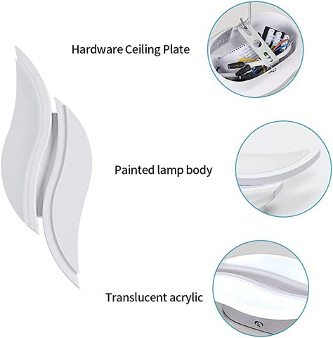 Lampada da parete per interni da 32 W, lampada da parete a LED bianca, quadrata girevole, per scale interne, soggiorno, camera da letto