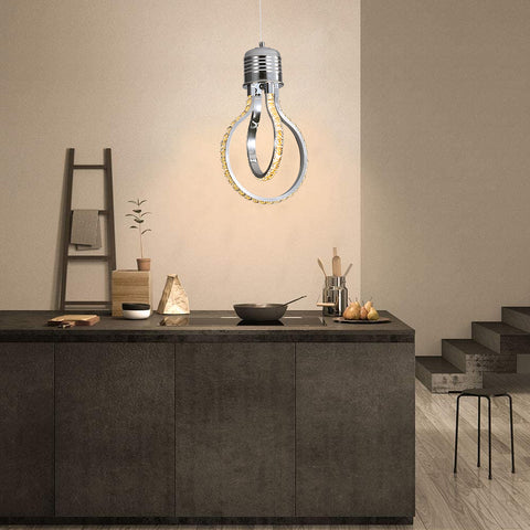 Lampadario moderno, plafoniera a LED in cristallo da 21 W e 3000 K, lampada a sospensione in alluminio per camera da letto, cucina, sala da pranzo, bancone bar, corridoio, sala espositiva, altezza regolabile.