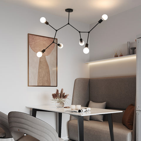 Plafoniera E27, lampadari a più teste, illuminazione moderna nera per soggiorno, camera da letto