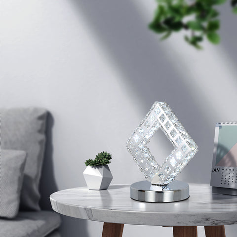 Lampada da tavolo moderna in cristallo, lampada in cristallo LED, luce bianca 6000K.
