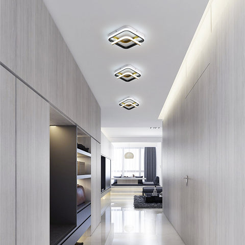 Plafoniera moderna a LED 23W Plafoniera quadrata 6000K (luce bianca fredda), lampada da soffitto in acrilico adatta per bagno, cucina, soggiorno, camera da letto (oro nero)