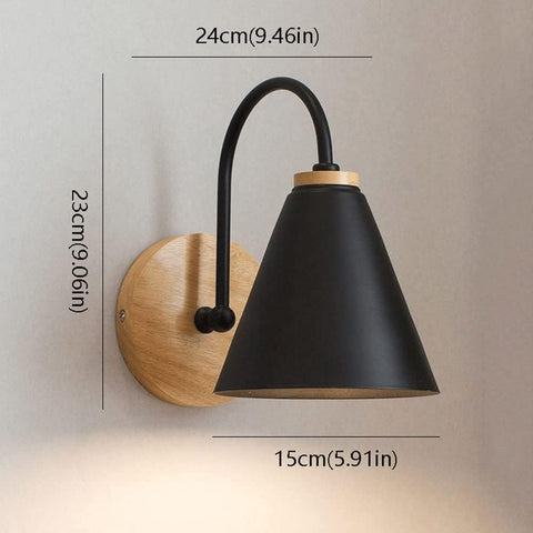 Lampada da comodino scandinava in legno con lampadina E27 da 5 W bianco caldo 3000 K per camera da letto, soggiorno, corridoio, ingresso Nero