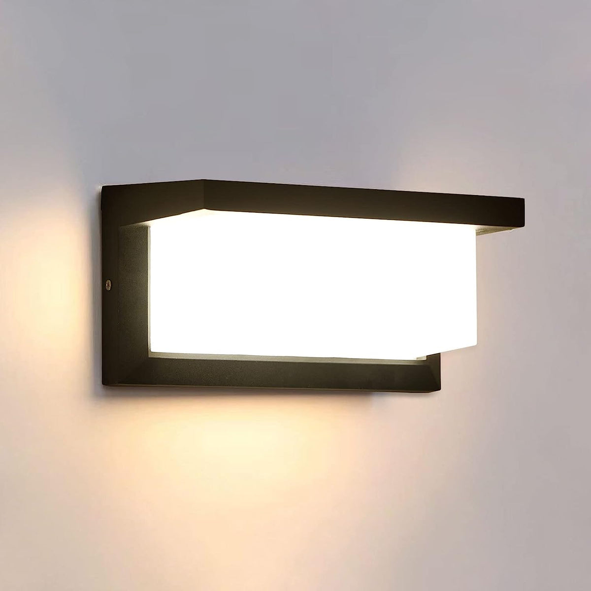 Lampada da parete per esterni impermeabile IP65 Lampada da parete a LED Bianco caldo 3000K per Ingresso Corridoio Cortile Giardino Terrazza Balcone Garage Nero 