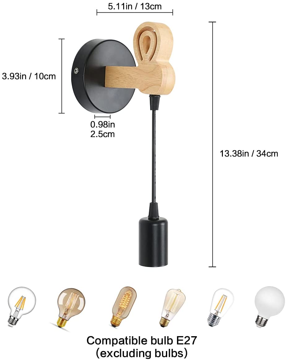 Tableau des dimensions des lampes murales 