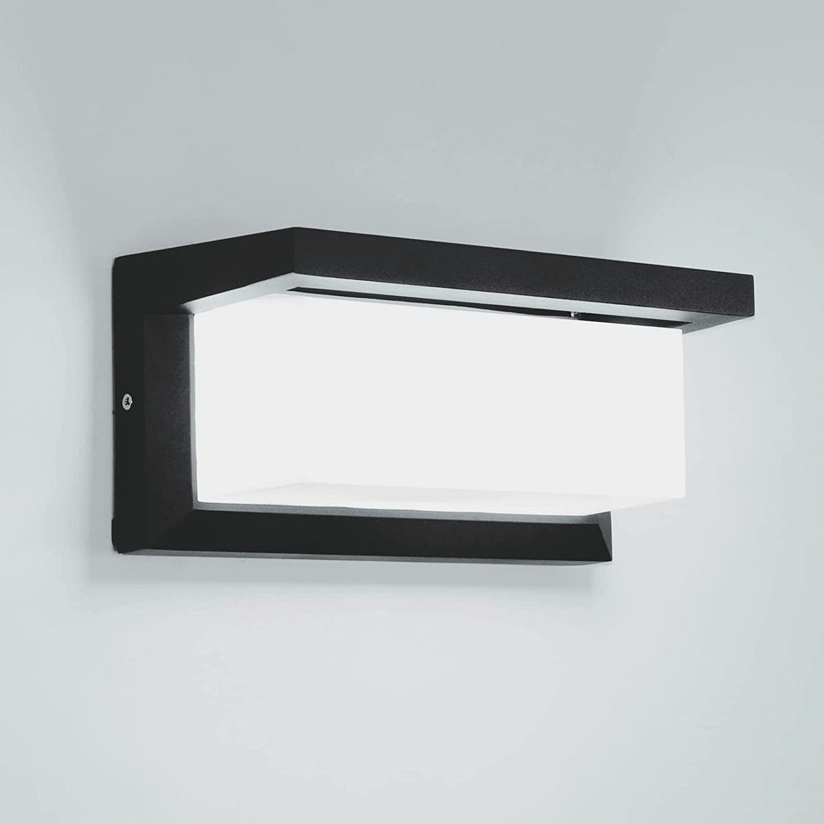 Lampada da parete per esterno 16W, lampada da parete a LED impermeabile IP65, applique da esterno quadrata impermeabile per balcone giardino terrazza, bianco freddo 6500K, nero