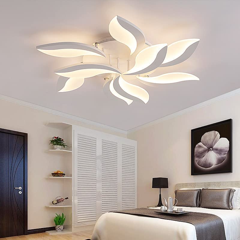 Plafoniera LED dimmerabile con telecomando, lampada da soffitto creativa a forma di petalo da 68 W, illuminazione moderna da soffitto in acrilico per soggiorno, ufficio, camera da letto