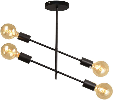 Lampadario Nordic Sputnik, plafoniera a ramo, plafoniera per interni a semi-incasso a 4 luci per soggiorno nera