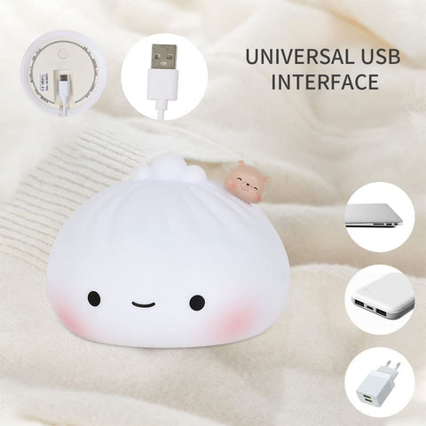 Luce notturna per bambini, Luce LED ricaricabile a 7 colori Luce notturna per bambini a LED con USB, Luce notturna in silicone morbido al tatto, Luce notturna portatile carina per neonati, ragazzi e ragazze Regalo