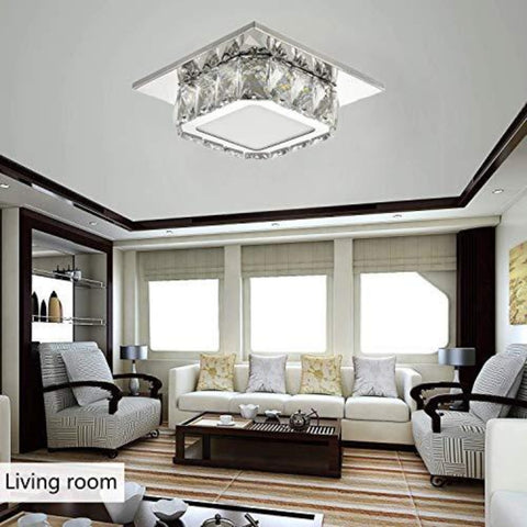 Plafoniera a LED in cristallo, lampada da soffitto in cristallo, lampadario in cristallo da 12 W per corridoio, camera da letto, cucina, cameretta dei bambini 6000K (bianco freddo) (cappotto singolo)