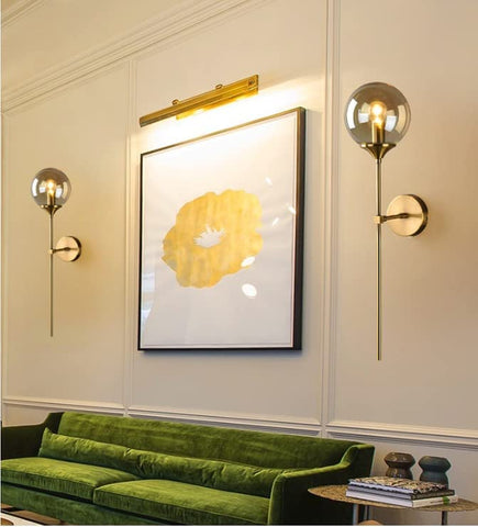 Lampada da parete moderna nordica in vetro E14 Lampada da parete a sfondo LED oro per cucina Bagno Apparecchio di illuminazione per interni Decorazioni per la casa (Grigio fumé)
