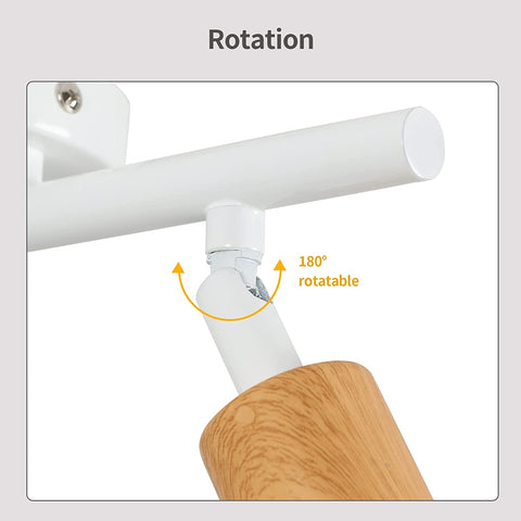 Plafoniera LED 2 Faretti Orientabili, Plafoniera LED Bianca Legno, Illuminazione da Soffitto per Interni per Cucina, Soggiorno, Camera da Letto, Corridoio, Senza Lampadine, Max 60W