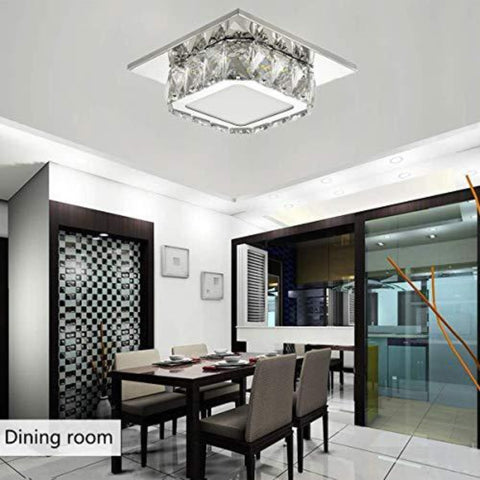 Plafoniera a LED in cristallo, lampada da soffitto in cristallo, lampadario in cristallo da 12 W per corridoio, camera da letto, cucina, cameretta dei bambini 6000K (bianco freddo) (cappotto singolo)