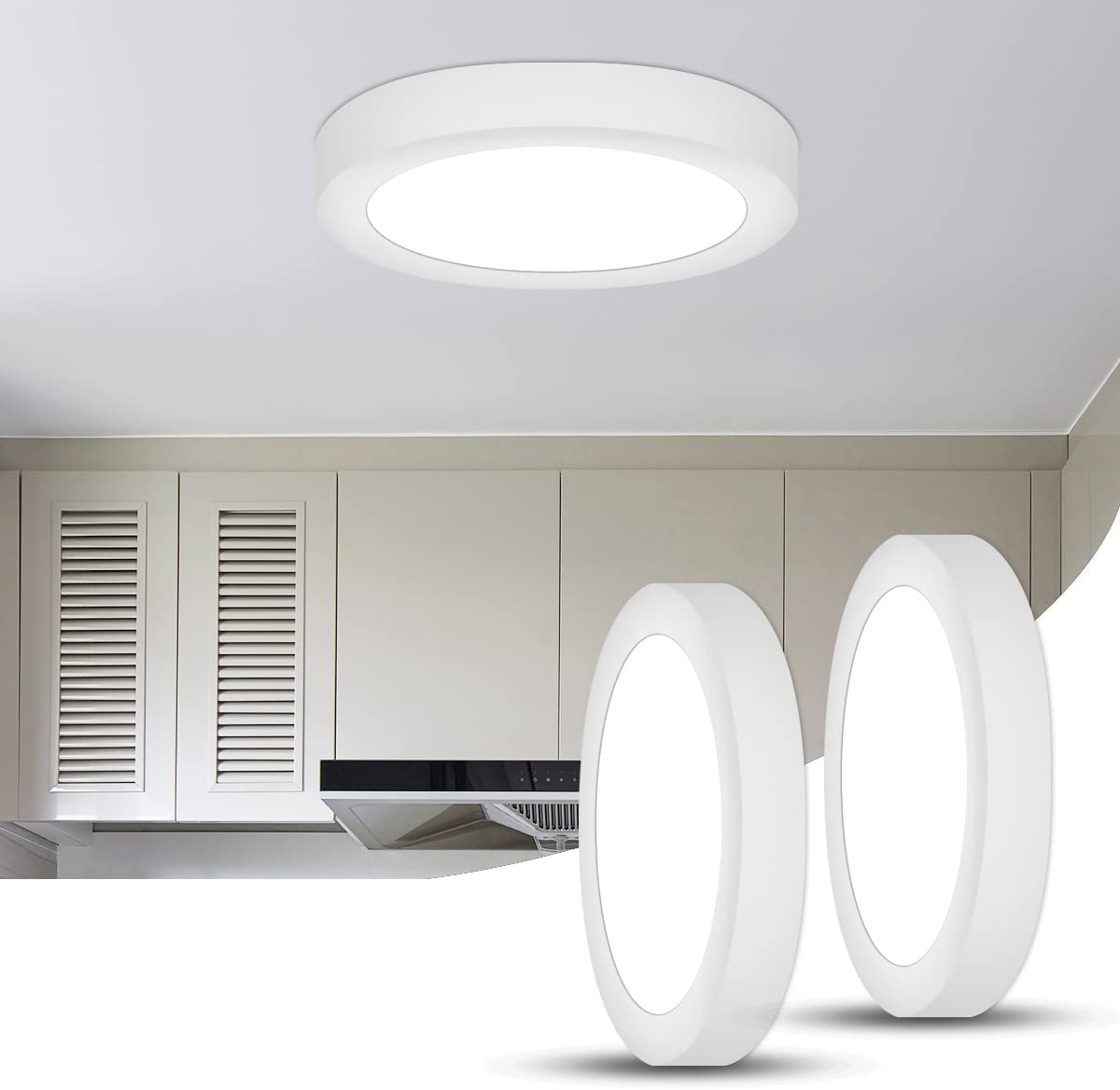 Plafoniera a LED 2 pezzi, 12W 6000K bianco freddo, lampada da soffitto moderna plafoniera rotonda, plafoniera a LED piatta per camera da letto, soggiorno, sala da pranzo