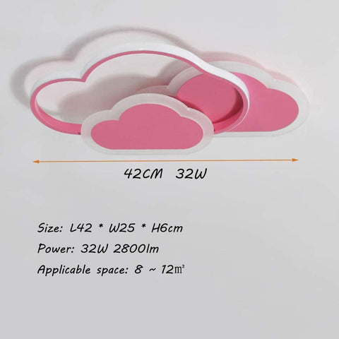 Plafoniera LED 32W, Plafoniera Nuvola Creativa, Dimmerabile con Telecomando 3000K ~ 6000K, L42*L25*H6cm Plafoniera Ultrasottile Nuvola Rosa, per Camera da Letto e Soggiorno dei Bambini