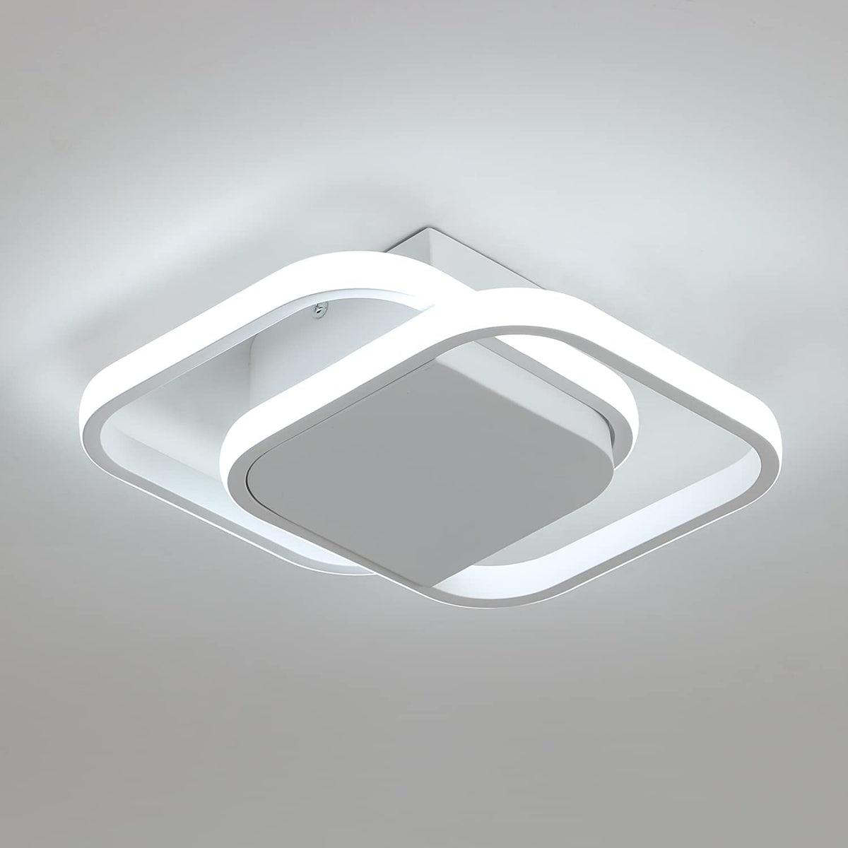 Moderna plafoniera a LED, lampada da soffitto a LED quadrata 24W 2200LM, lampada da soffitto in bianco freddo 6000K, plafoniera in acrilico, per camera da letto soggiorno cucina corridoio (Bianco)